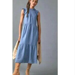 Anthropologie OTHILIA Blue Ruffled Dress